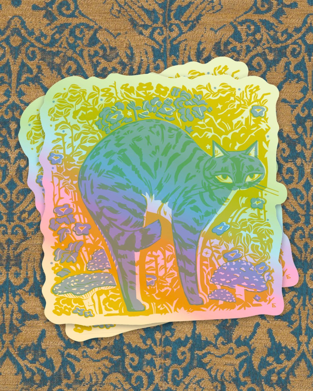 Holographic Orange Cat Sticker – Waterproof Die-cut Vinyl Art - Etsy