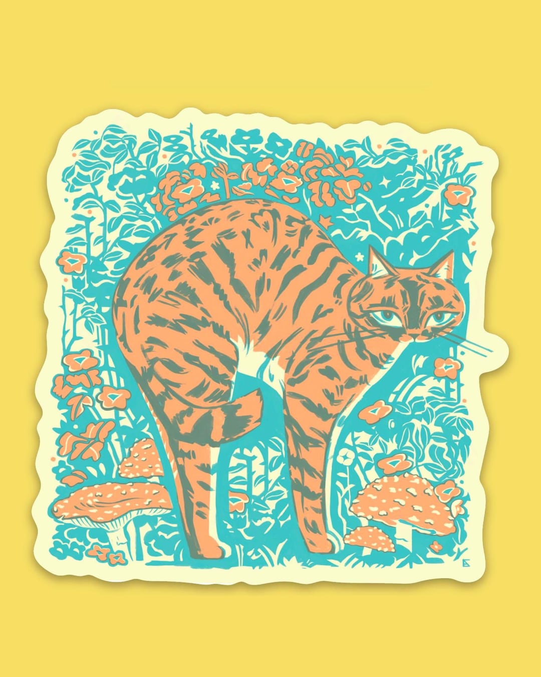 Orange Tabby Cat Vinyl Sticker – Waterproof, Floral Design - Etsy