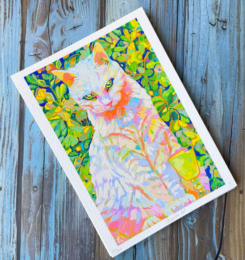 Absynthe Cat 5x7 in Limited edition Giclée art print / cat art print image 2