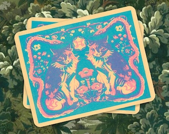 Mirror spirits cat vinyl sticker // Waterproof, Anti-UV Coating, Strong Adhesive