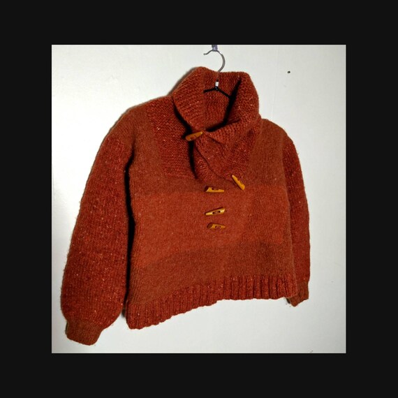 Cropped knitted jumper, vintage cropped jumper, knitted jumpers for ladies, burnt orange jumper, UK size 10, Roll neck jumper, vintage tops