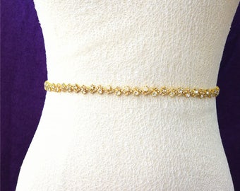 Gold Sash Belt,Wedding Belt,Gold Wedding Belt,Crystal Rhinestone,Bridal Belt,Wedding clasp belt,Sapphire Bridesmaid Belt-A69