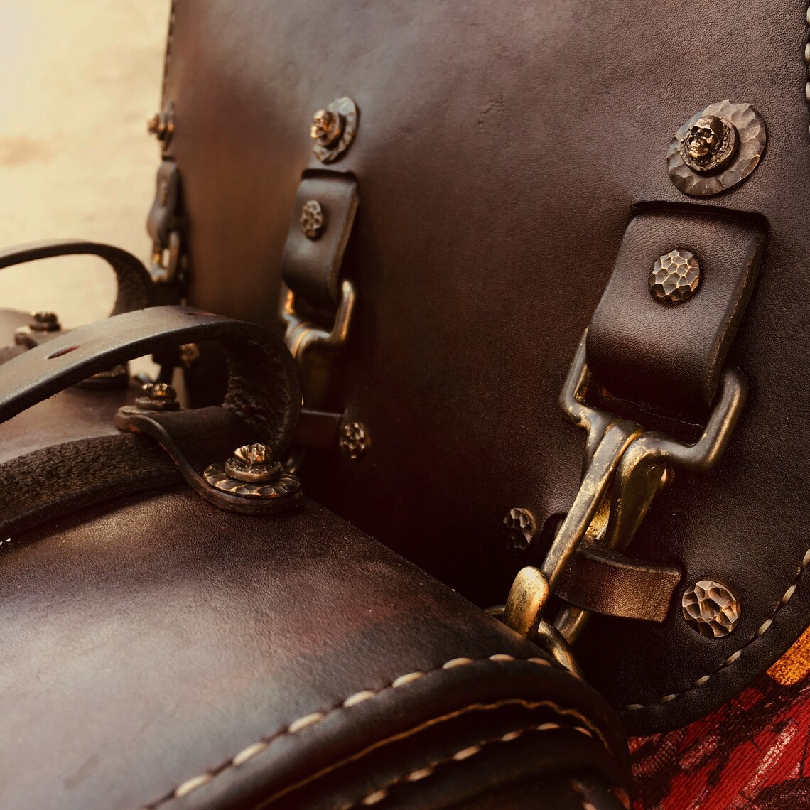 HarleyDavidson brown leather saddle bags Handmade leather Etsy