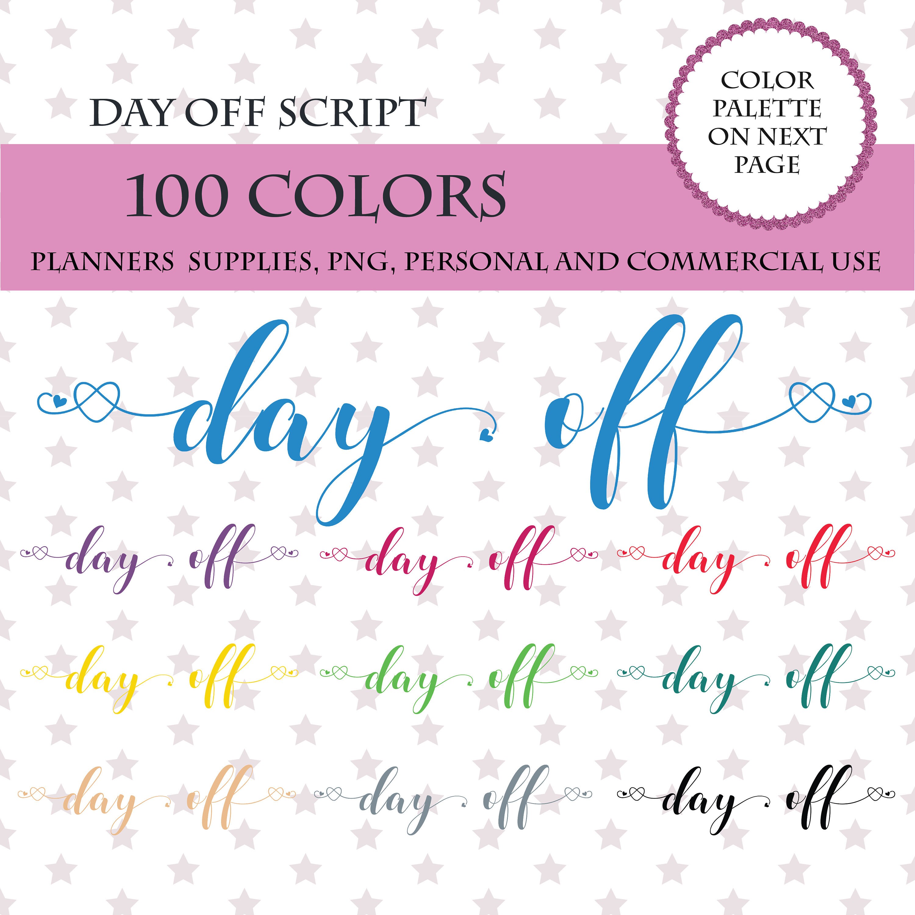 100 Day Off Font Clipart Day Off Sticker Clipart Day Off Etsy