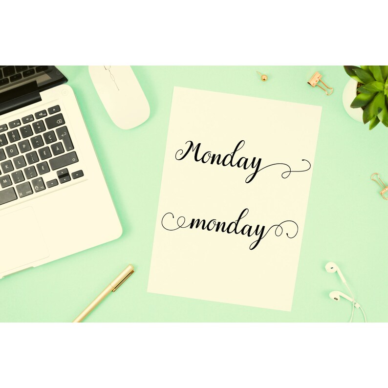 Elegant Days Of Week Scripts Clip Arts Scripts Names Of Months Font Bullet Journals Planners Printable Stickers - 