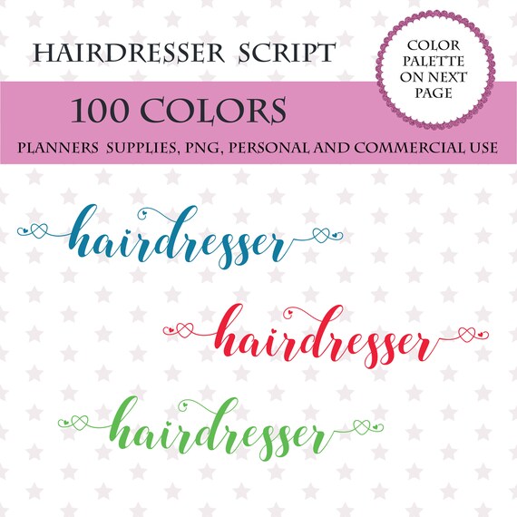 100 Colors Clip Art 100 Hairdresser Font Clipart Beauty Etsy