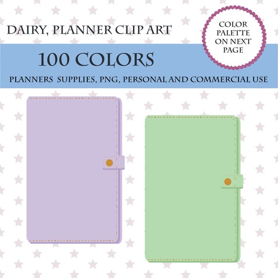 100 Colors Clip Art 100 Notebook Clipart Office Supplies Etsy
