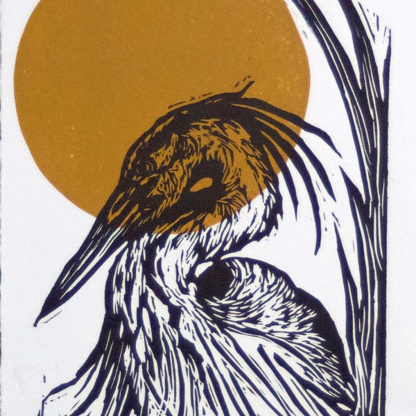 Heron Block Print