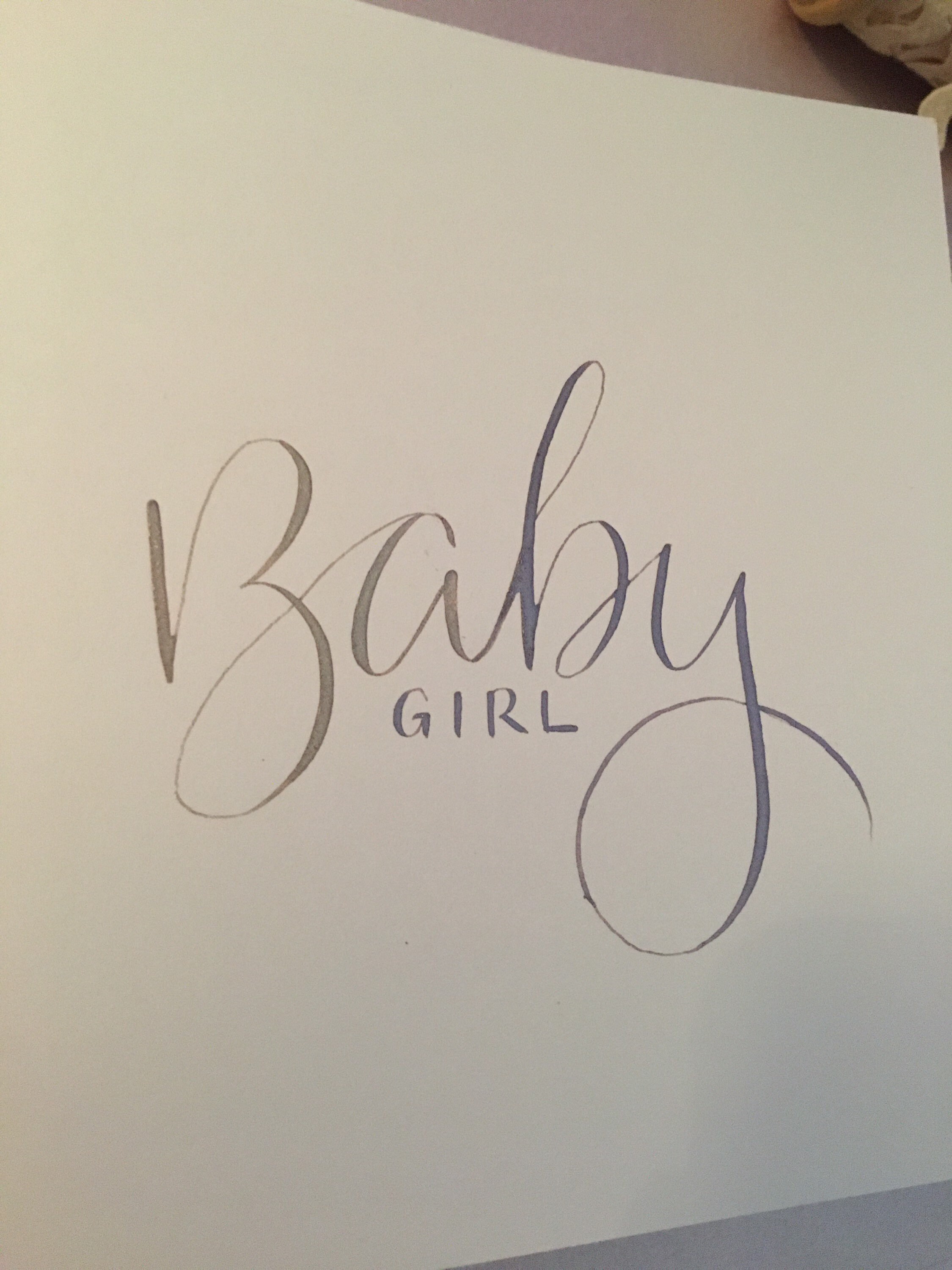 Baby Girl greetings card Handwritten Calligraphy New baby Etsy