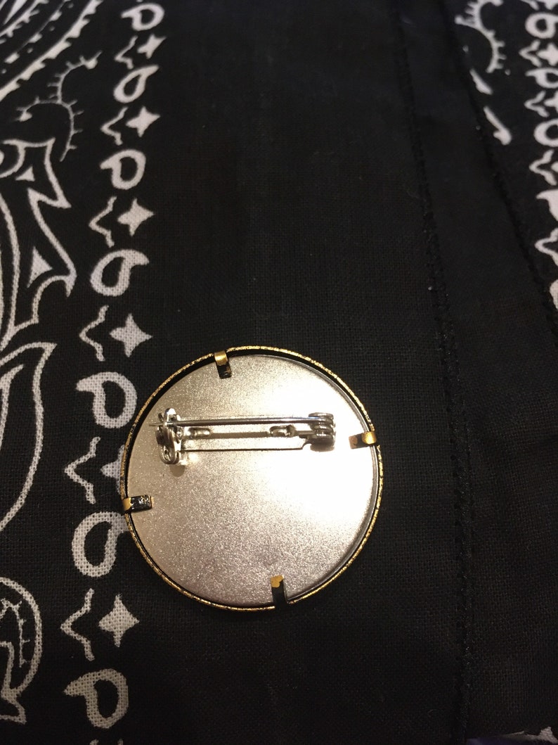 Lavender moon hand embroidered black pin