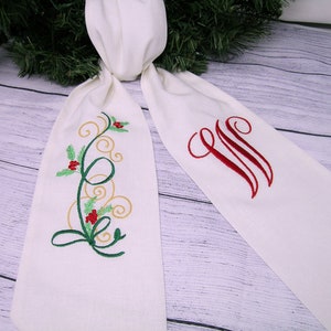 Christmas Wreath Sash, Front Door Wreath Sash, Embroidered Sash, Personalized Wreath Sash, Christmas Gift, Housewarming Gift, Holiday Decor