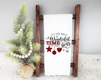 Christmas Tea Towel, Christmas Flour Sack Towel, Christmas Kitchen, Hostess Gift Ideas, Cotton tea Towel, Gift For Her, Kitchen Decor