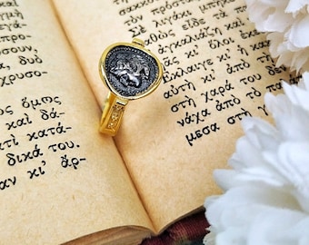 Ancient Greek Coin Ring With Alexander The Great, Unisex Signet Ring, History Teacher Gift