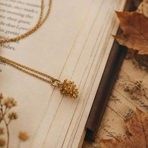 Silver Pinecone Necklace in Wooden Acorn Gift Box, Minimalist Woodland Jewelry
