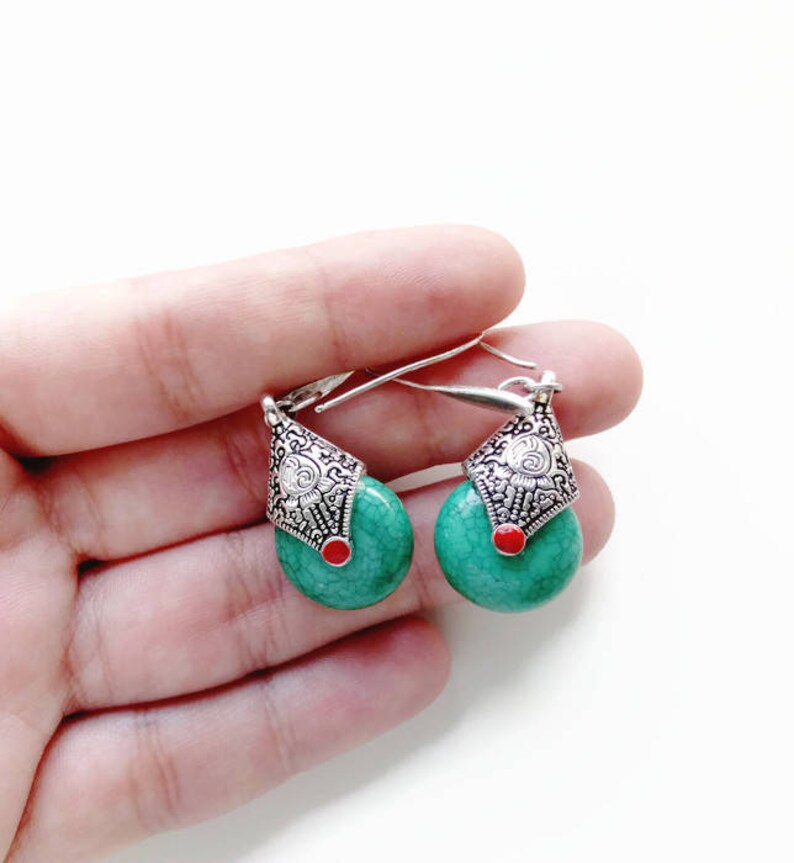 Birthday Gift For Best Friend Silver Plated Brass Earrings Aztec Earrings Ethnic Silver Earrings