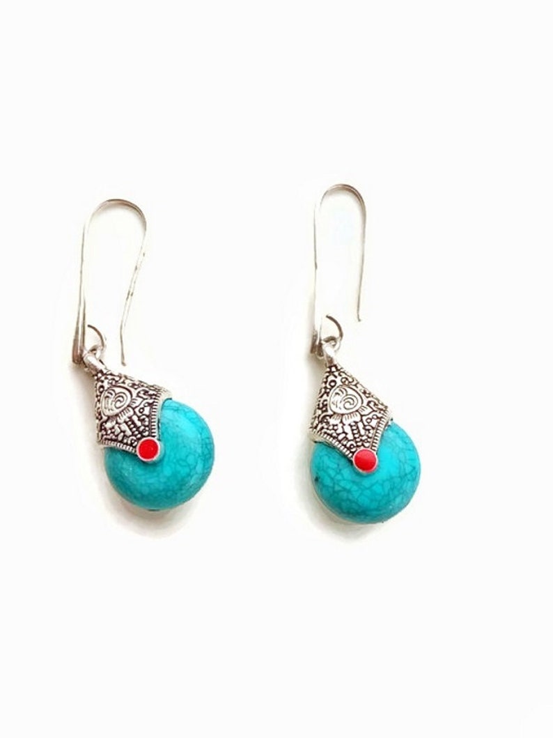 Birthday Gift For Best Friend Silver Plated Brass Earrings Aztec Earrings Ethnic Silver Earrings