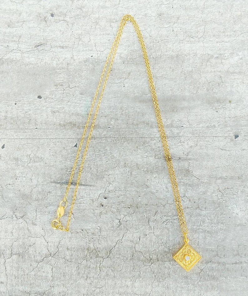 Nice Gifts For Her White Zircon Necklace Gold Filled Byzantine Necklace