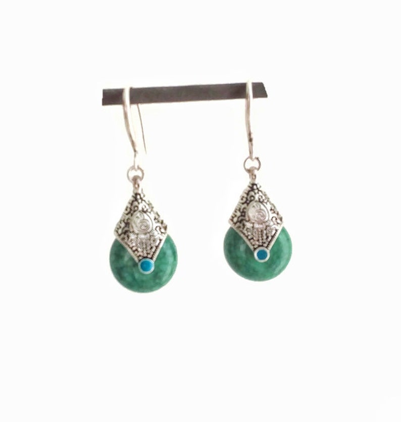 Birthday Gift For Best Friend Silver Plated Brass Earrings Aztec Earrings Ethnic Silver Earrings