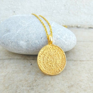 Collana greca antica, collana con disco di Festo placcato oro