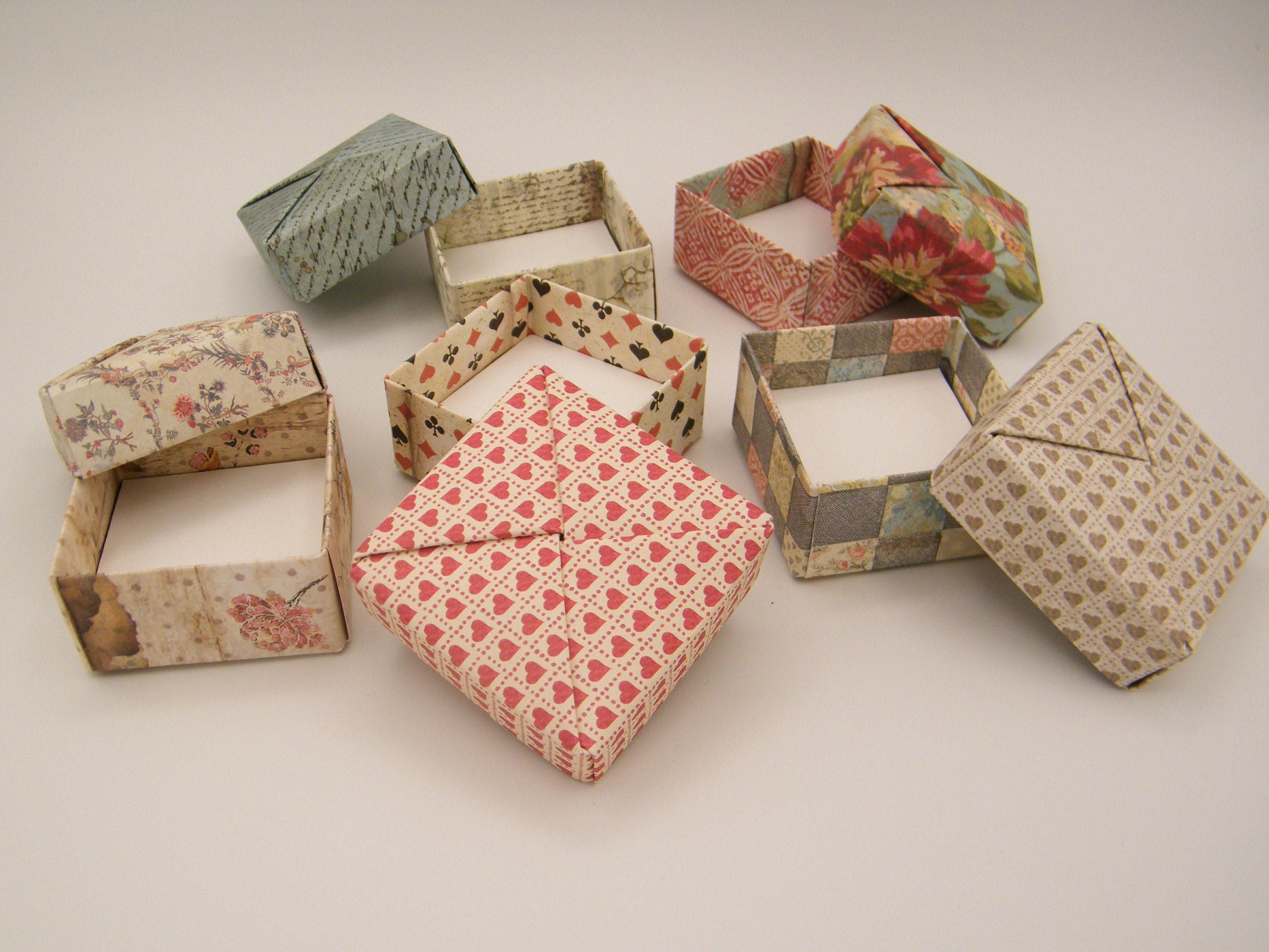 Lot de 5 Boites Carrées Style Vintage Origami