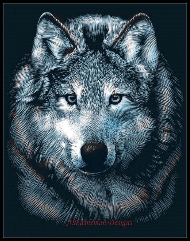 Color Symbols Charts DIY Harmony of Wolves Counted Cross Stitch Patterns 