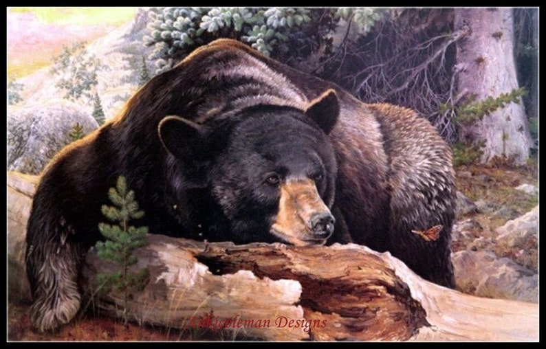 Black Bear-Color Counted Cross Stitch Pattern Chart Color Symbols Needlecraft Embroidery Chart DMC Color Printable Pattern