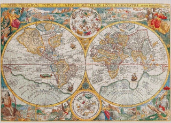 Old World Map Pdf Ancient World Map-Cross Stitch Patterns-Printable Pdf | Etsy Ireland