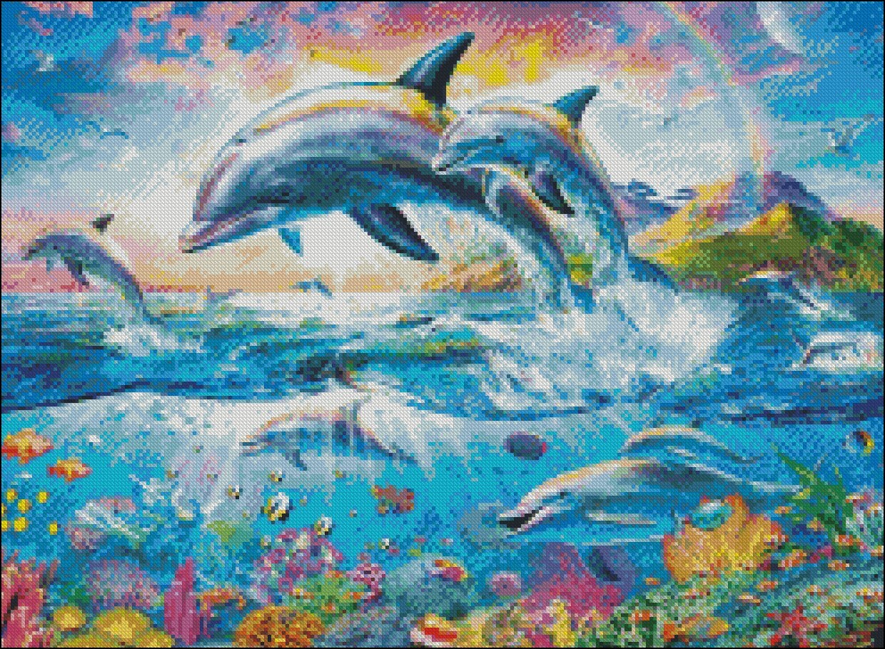 CA248182009Color Counted Cross Stitch Pattern Dolphin Chart Etsy