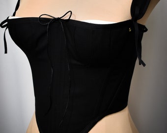 Black Mid Length Transition Regency Stays, Custom Sized and Made to Order