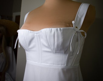 1805 - 1820 Women's Regency Short Bodiced Petticoat, Custom Sized and Made to Order
