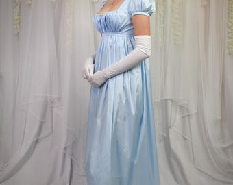 Gathered Taffeta Regency Gown, Custom Sized and Made to Order