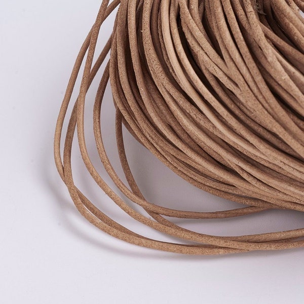 Lot de 3 mètres de fil, 300 cm de fil, fil en cuir, fil de 2mm, cordon cuir, cordon marron, beige, lacet cuir, fil beige, fil marron, C250