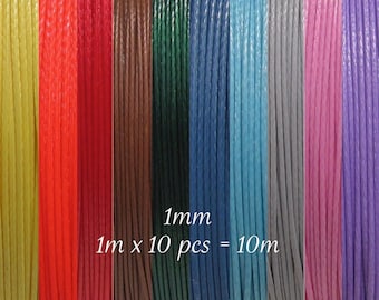 FIL SATINÉ, 10m de fil, 10 fils multicolores, fil 1mm, fil mix, mix 10 fils, 1m x 10 fils, fil 1mm, fil nylon, créations, bijoux, *CU3