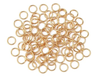 Lot of 100 rings, stainless steel rings, golden rings, golden stainless steel, 5mm rings, thickness 0.7mm, junction rings, IX55