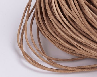 Lot de 3 mètres de fil, 300 cm de fil, fil en cuir, fil de 2mm, cordon cuir, cordon marron, beige, lacet cuir, fil beige, fil marron, C250