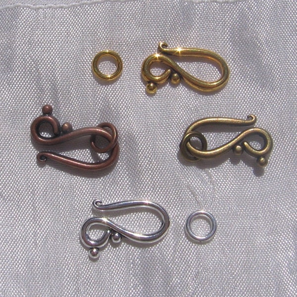 Toggle clasps, set of 10 clasps, hook clasp, bracelet clasp, chain necklace, 21mm, silver, gold, bronze, copper, T21,O195,J150,Q15