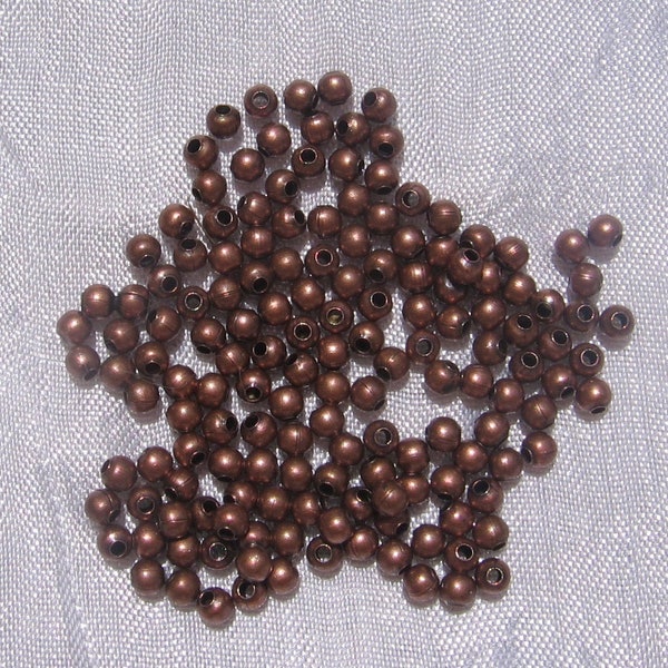 Lot de 13g de perles, 250 perles environs, perles 3mm, perles cuivre, perles lisses, trou 1mm, intercalaires cuivre, perforation 1mm,*Q31