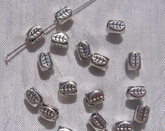 Leaf spacers, set of 40, silver spacers, silver beads, leaf bead, silver metal, nickel-free, 7mm bead, 3mm hole, S42