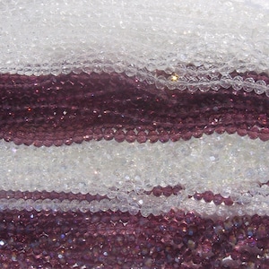 Lot of 50 beads, faceted beads, 6x4mm, glass beads, cut glass, translucent beads, mauve beads, glossy beads, iridescent, 6mm, VT4