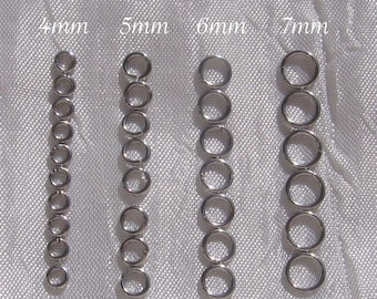 ANELLI IN ACCIAIO INOSSIDABILE, set da 200, anelli solidi, acciaio inossidabile, anelli da 4 mm, anelli da 5 mm, anelli da 6 mm, anelli da 7 mm, spessore 1 mm, acciaio inossidabile, IN34-37