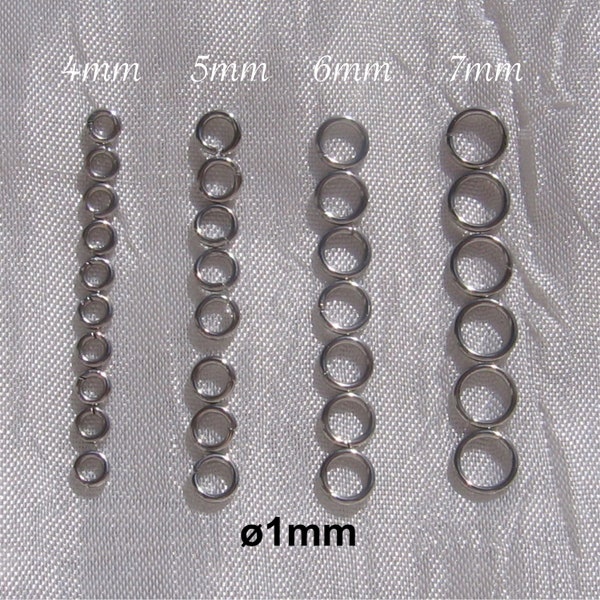 ANNEAUX INOX, lot de 200, anneaux solides, acier inoxydable, anneaux 4mm, anneaux 5mm, anneaux 6mm, anneaux 7mm, épaisseur 1mm, inox,IN34-37