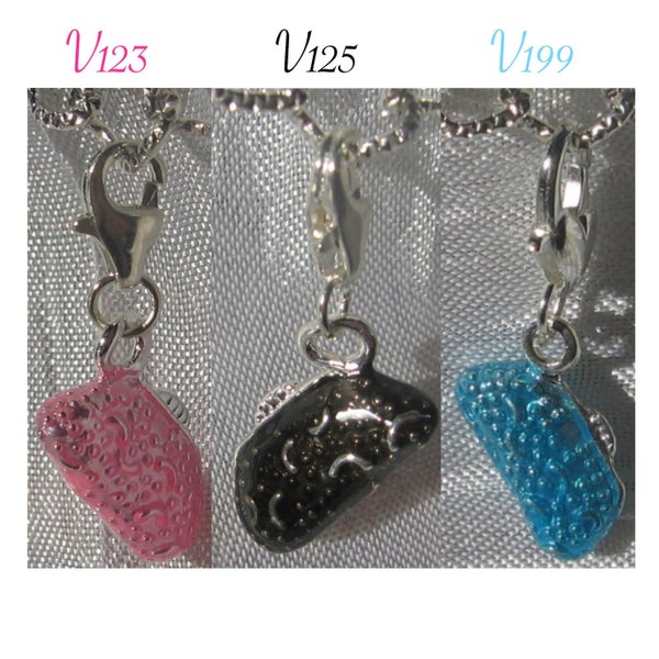 SAC charm, pink bag, black bag, blue bag, evening pouch, clatch charm, carabiner charm, silver carabiner, 30x9mm V123,V125,V199