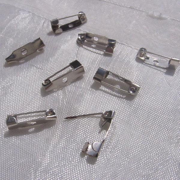 Lot de 50 broches, supports broches, supports épingles, broche argentée, épingle argenté, 16x4mm, broche 16mm, épingle 16mm, argenté, A226