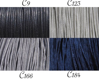 Waxed cotton, lot 70 meters, cotton thread, 1mm thread, your choice, black thread, white thread, blue thread, gray thread, necklaces, bracelets, C9,C123,C184,C166