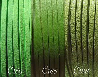 Fil suédine, Lot de 3 mètres, fil daim, fil 3mm, fil vert, cordon vert, cordon daim, façon cuir, fil paillettes, 3x1mm, C150, C185, C188