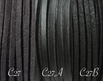 Lot de 3 mètres, fil suédine, 3m fil, cordon suédine, suédine noire, fil noir, fil 3mm, 3mm x 1mm, fil daim, façon cuir, fil paillettes, C27