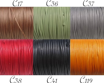 Lot de 10m de fil, fil polyester, polyester ciré, fondre pour noeud, fil 1mm, beige, vert, noir, gris, rouge,orange,C17,C36,C37,C38,C41,C119