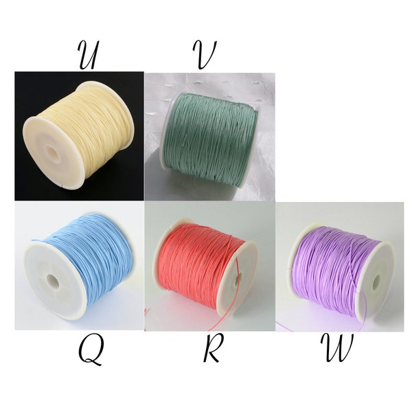 NYLON THREAD, 0.5mm thread, 15m lot, braided thread, 15 meters of thread, braided cord, blue thread, sky blue, coral red, yellow thread, pastel green C223