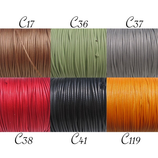 Lot de 10m de fil, fil polyester, polyester ciré, fondre pour noeud, fil 1mm, beige, vert, noir, gris, rouge,orange,C17,C36,C37,C38,C41,C119