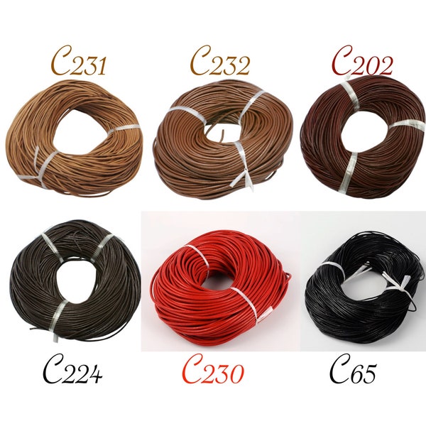 Fil cuir, 3m de fil, fil de 3mm, fil marron, cordon marron, corde cuir, cordon cuire, fil Ø3mm, lacet marron, noir,rouge,C65,202,224,230-232